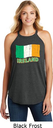 St Patricks Day Ireland Flag Ladies Tri Rocker Tank Top