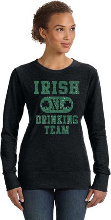 St Patricks Day Irish Drinking Team Ladies Crewneck Sweatshirt