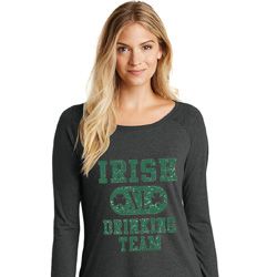 St Patricks Day Irish Drinking Team Ladies Tri Long Sleeve St Patricks Day Irish Drinking Team Ladies Tri Long Sleeve
