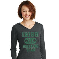 St Patricks Day Irish Drinking Team Ladies Tri Long Sleeve Hoodie St Patricks Day Irish Drinking Team Ladies Tri Long Sleeve Hoodie