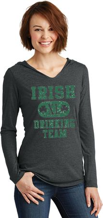 St Patricks Day Irish Drinking Team Ladies Tri Long Sleeve Hoodie
