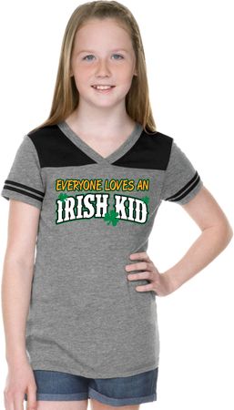 St Patricks Day Irish Kid Girls Football Tee