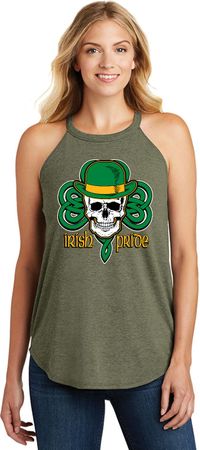 St Patricks Day Irish Pride Ladies Tri Rocker Tank Top