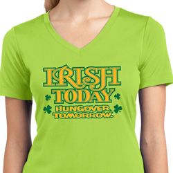 St Patricks Day Irish Today Hungover Ladies Dry Wicking V-neck