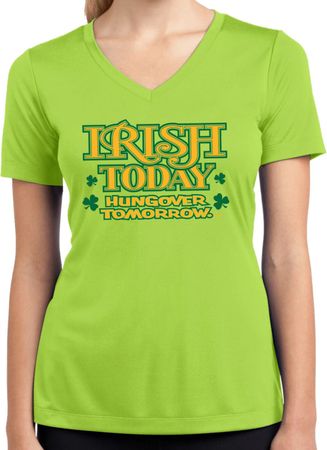 St Patricks Day Irish Today Hungover Ladies Dry Wicking V-neck