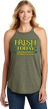 St Patricks Day Irish Today Hungover Ladies Tri Rocker Tank Top