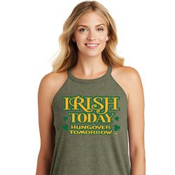 St Patricks Day Irish Today Hungover Ladies Tri Rocker Tank Top