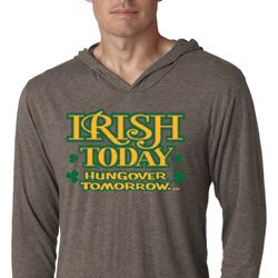 St Patricks Day Irish Today Hungover Lightweight Hoodie