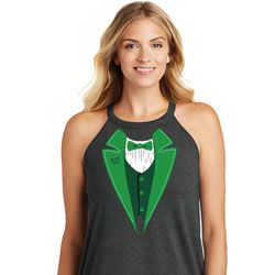 St Patricks Day Irish Tuxedo Ladies Tri Rocker Tank Top