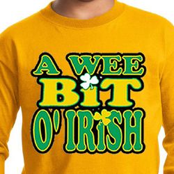 St Patricks Day Kids Shirt A Wee Bit Irish Long Sleeve Tee T-Shirt