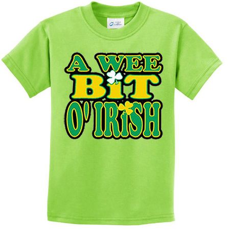 St Patricks Day Kids Shirt A Wee Bit Irish Tee T-Shirt
