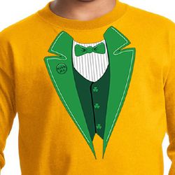 St Patricks Day Kids Shirt Irish Tuxedo Long Sleeve Tee T-Shirt