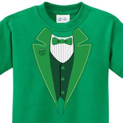 St Patricks Day Kids Shirt Irish Tuxedo Tee T-Shirt