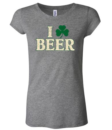St Patricks Day Ladies Shirt I Love Beer Longer Length Tee T-Shirt