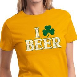 St Patricks Day Ladies Shirt I Love Beer Tee T-Shirt