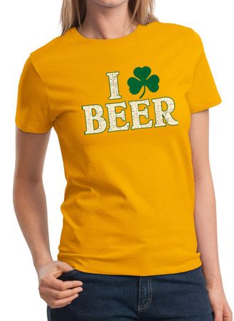 St Patricks Day Ladies Shirt I Love Beer Tee T-Shirt