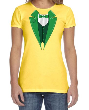 St Patricks Day Ladies Shirt Irish Tuxedo Crewneck Tee T-Shirt