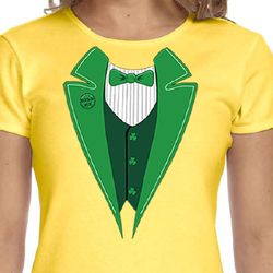 St Patricks Day Ladies Shirt Irish Tuxedo Crewneck Tee T-Shirt