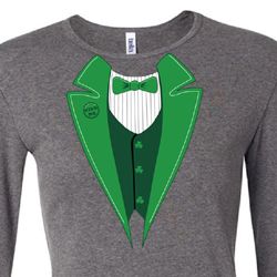 St Patricks Day Ladies Shirt Irish Tuxedo Long Sleeve Tee T-Shirt