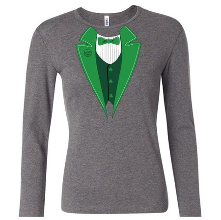 St Patricks Day Ladies Shirt Irish Tuxedo Long Sleeve Tee T-Shirt