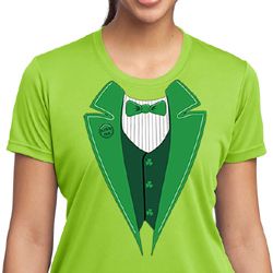 St Patricks Day Ladies Shirt Irish Tuxedo Moisture Wicking Tee T-Shirt