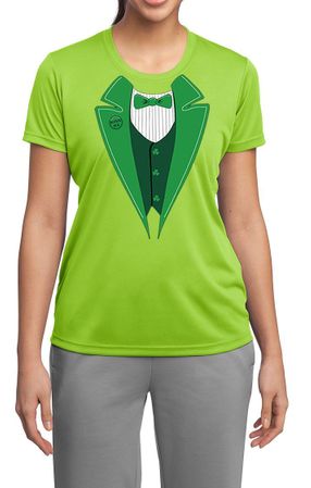 St Patricks Day Ladies Shirt Irish Tuxedo Moisture Wicking Tee T-Shirt