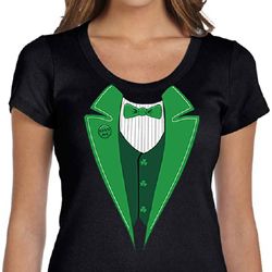 St Patricks Day Ladies Shirt Irish Tuxedo Scoop Neck Tee T-Shirt