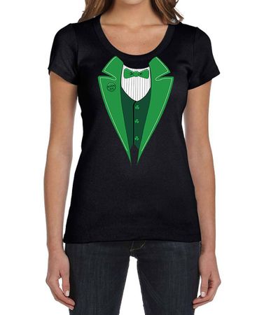St Patricks Day Ladies Shirt Irish Tuxedo Scoop Neck Tee T-Shirt