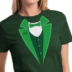St Patricks Day Ladies Shirt Irish Tuxedo Tee T-Shirt