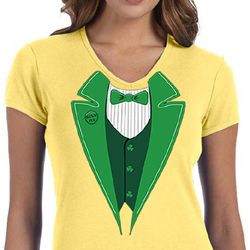 St Patricks Day Ladies Shirt Irish Tuxedo V-neck Tee T-Shirt