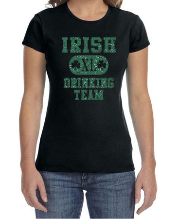 St Patricks Day Ladies Shirts Irish Drinking Team Crewneck Tee T-Shirt