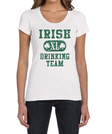 St Patricks Day Ladies Shirts Irish Drinking Team Scoop Neck Tee