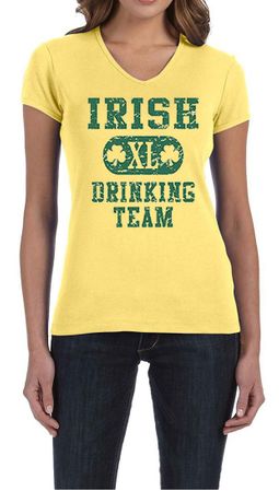 St Patricks Day Ladies Shirts Irish Drinking Team V-neck Tee T-Shirt