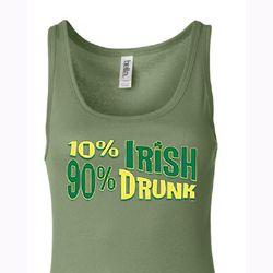 St Patricks Day Ladies Tanktop 10% Irish 90% Drunk Longer Length Tank St Patricks Day Ladies Tanktop 10% Irish 90% Drunk Longer Length Tank