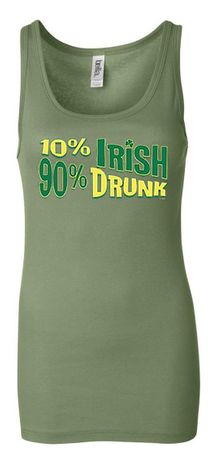 St Patricks Day Ladies Tanktop 10% Irish 90% Drunk Longer Length Tank