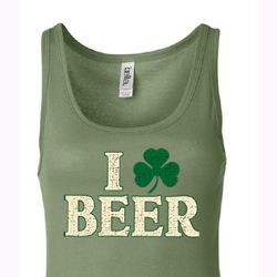 St Patricks Day Ladies Tanktop I Love Beer Longer Length Tank Top