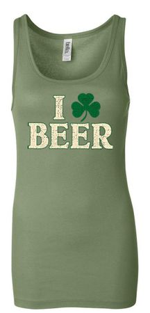 St Patricks Day Ladies Tanktop I Love Beer Longer Length Tank Top
