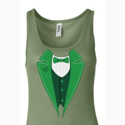 St Patricks Day Ladies Tanktop Irish Tuxedo Longer Length Tank Top