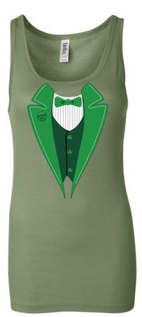 St Patricks Day Ladies Tanktop Irish Tuxedo Longer Length Tank Top