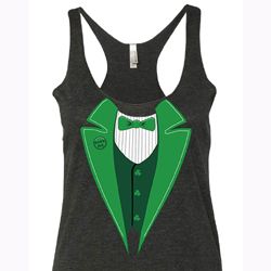St Patricks Day Ladies Tanktop Irish Tuxedo Tri Blend Racerback Tank