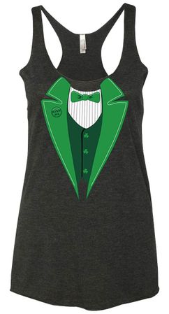 St Patricks Day Ladies Tanktop Irish Tuxedo Tri Blend Racerback Tank