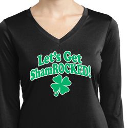 St Patricks Day Lets Get Shamrocked Ladies Dry Wicking Long Sleeve St Patricks Day Lets Get Shamrocked Ladies Dry Wicking Long Sleeve