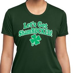 St Patricks Day Lets Get Shamrocked Ladies Dry Wicking T-shirt St Patricks Day Lets Get Shamrocked Ladies Dry Wicking T-shirt