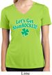 St Patricks Day Lets Get Shamrocked Ladies Dry Wicking V-neck