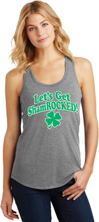 St Patricks Day Lets Get Shamrocked Ladies Racerback Tank Top
