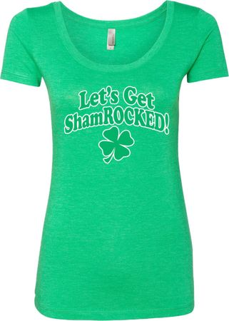 St Patricks Day Lets Get Shamrocked Ladies Scoop Neck