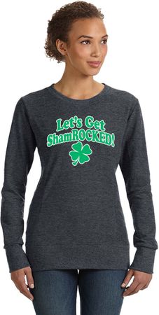 St Patricks Day Lets Get Shamrocked Ladies Sweatshirt