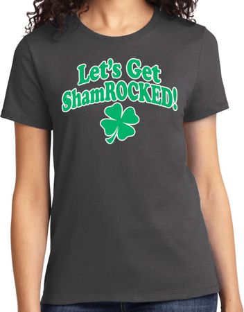 St Patricks Day Lets Get Shamrocked Ladies T-shirt