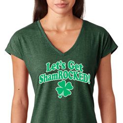St Patricks Day Lets Get Shamrocked Ladies Tri Blend V-neck St Patricks Day Lets Get Shamrocked Ladies Tri Blend V-neck