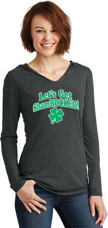St Patricks Day Lets Get Shamrocked Ladies Tri Hoodie